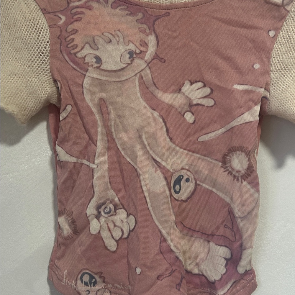 Sixth Dimension Lulu in Space Mesh Baby Tee pink XS - Picture 6 of 10
